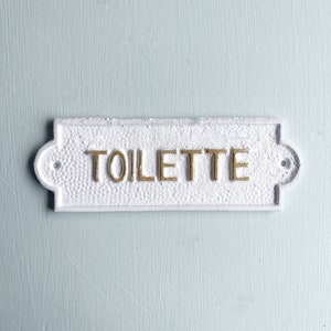 Powder Room Door Sign, French Bathroom Door Sign, Door Plaque, Vintage Style, Railway Style, Retro Style Toilette