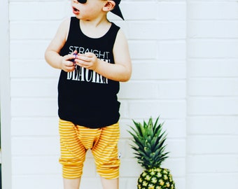 Harem, baby shorts, kids shorts, pants, bummies, boys shorts, yellow stripe, hipster, kids apparel, modern baby, summer shorts