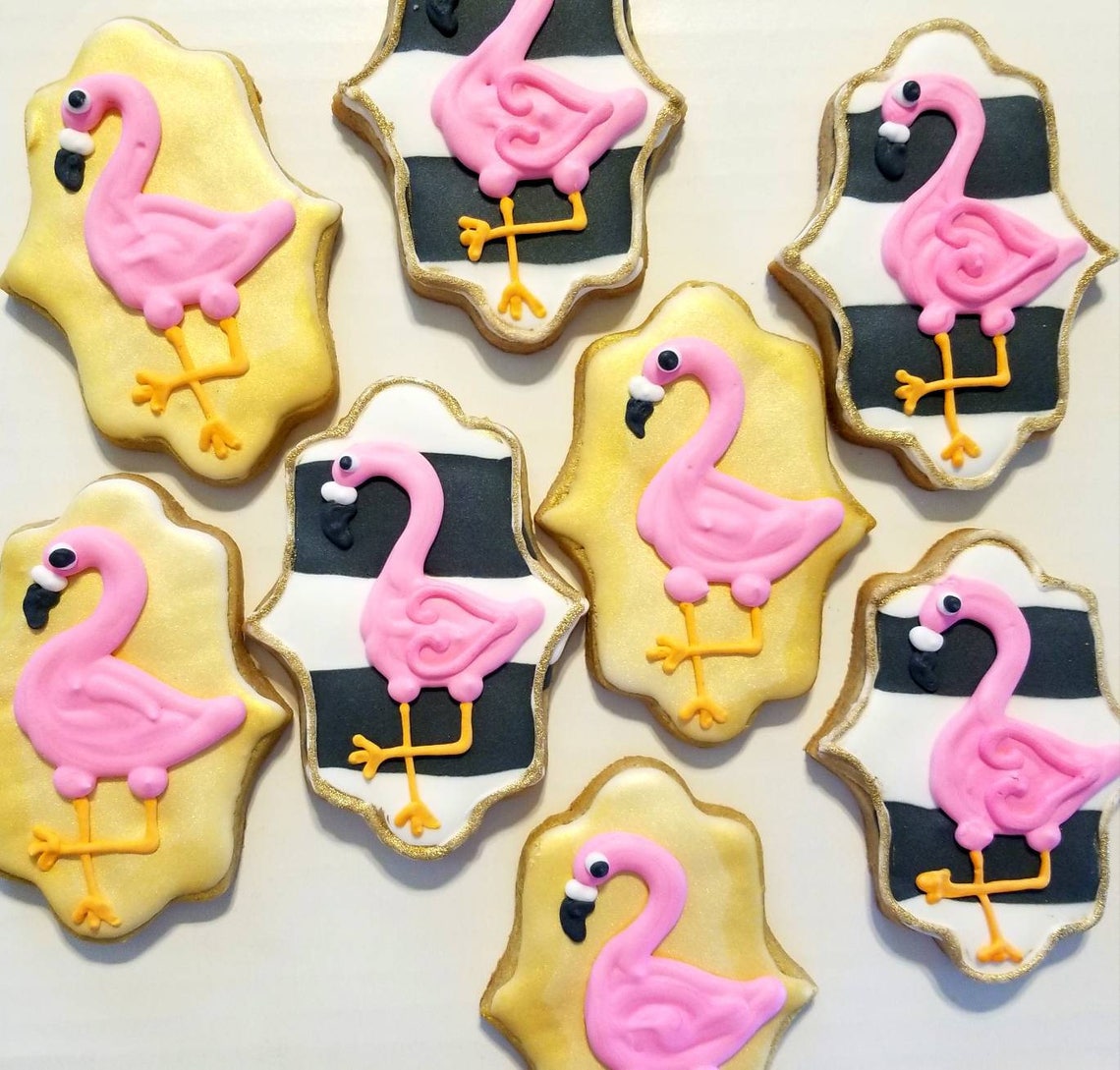 Flamingos cookies 12 Etsy