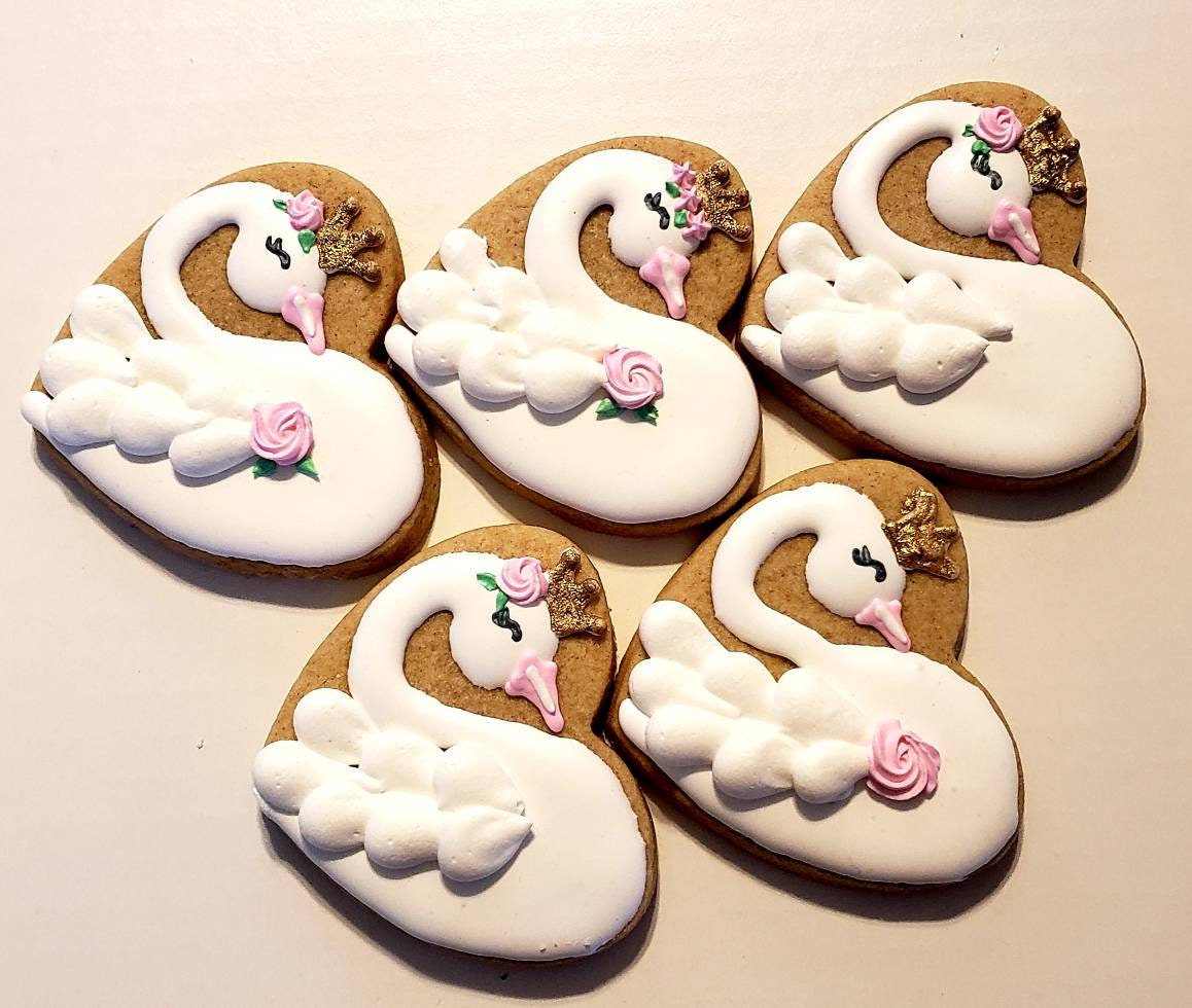 Swan Cookies 12 Etsy