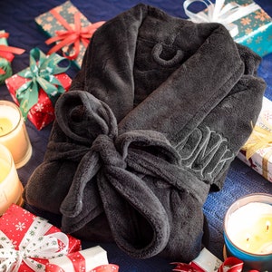 Personalized Men&#39;s Holiday Gift, Custom Gift Robe for Him, Custom Christmas Robe, Christmas Present, Holiday Robe, Men&#39;s Holiday Fleece Robe