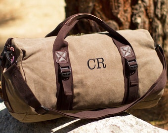 Personalized Canvas Duffel Bag, Groomsmen Gift, Monogrammed Gift for Groomsmen, Custom Travel Overnight Bag, Bachelor Weekend Gift Bag