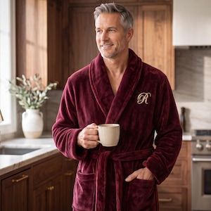 Personalized Robe Custom Birthday Gift for Him, Cozy Fleece Robe, Birthday Present, Monogrammed Gift For Guys, Custom Name Fleece Robe Gift