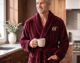 Personalized Robe Custom Birthday Gift for Him, Cozy Fleece Robe, Birthday Present, Monogrammed Gift For Guys, Custom Name Fleece Robe Gift