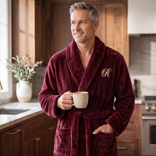 Personalized Robe Custom Birthday Gift for Him, Cozy Fleece Robe, Birthday Present, Monogrammed Gift For Guys, Custom Name Fleece Robe Gift