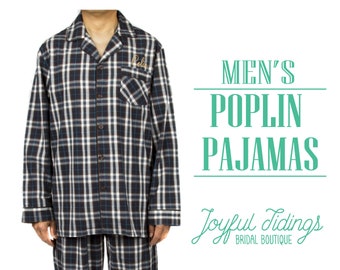 SALE Personalized Men's Poplin Pajamas, Poplin Pajama Set, Birthday Present, Holiday Gift, Groomsmen Gift, Groomsmen Gift Set, Groomsmen PJ