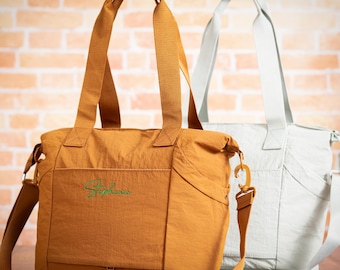 Personalized Lightweight Commuter Tote, Commuter Laptop Bag with Trolley Sleeve, Crossbody Travel Work Handbag, Custom Name Gift
