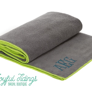 SALE Monogrammed Hot Yoga Towel, Personalized Mat-Sized Yoga Towel, Set of Bridesmaid Gift, Absorbent Gym Towel for Pilates, Workout Towel image 1