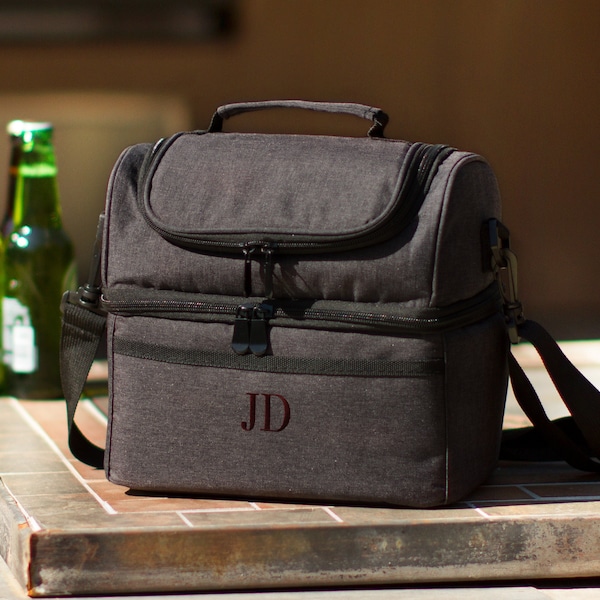 Personalized Groomsmen Gift Double Decker Cooler Bag, Custom Beer Cooler Gift For Guys, Monogrammed Insulated Lunch Bag, Custom Gift for Men