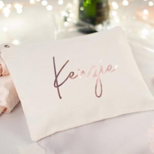 Valentine&#39;s Day Gift Cosmetic Bag, Personalized Canvas Makeup Case, Valentine Gift for Her, Custom Gift Toiletry Pouch for Girlfriend, Wife