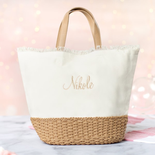 Personalized Birthday Gift For Her, Custom Tote Bag, Monogrammed Tote Bag, Canvas Tote Bag, Small Beach Tote, Cute Birthday Gift, Custom Bag