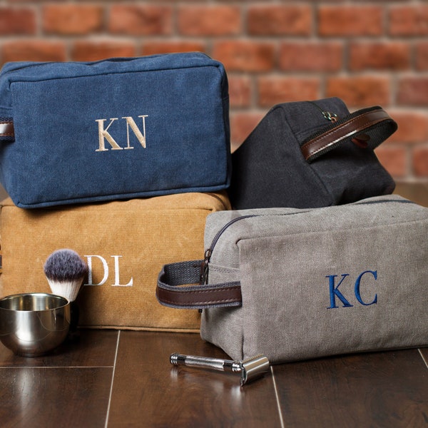 Personalized Canvas Dopp Kit, Personalized Shaving Kit, Groomsmen Gift Ideas, Men's Travel Case, Groomsman Gift, Toiletry Bag for Groomsmen