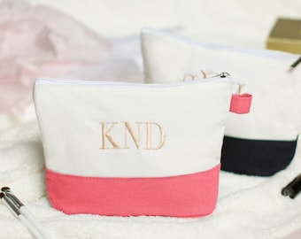 Personalized Cosmetic Bag, Canvas Makeup Case for Bridesmaids, Bridal Party Gift, Bridesmaid Gift Toiletry Pouch, Cute Bridesmaid Gift Idea