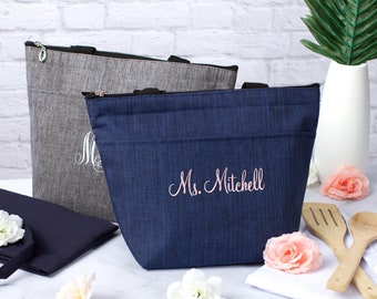 Teacher's Appreciation Gift, Personalized Lunch Tote, Insulated Lunch Cooler Bag Tote, Gift for Teacher, Meal Prep Bag, School Lunch Tote