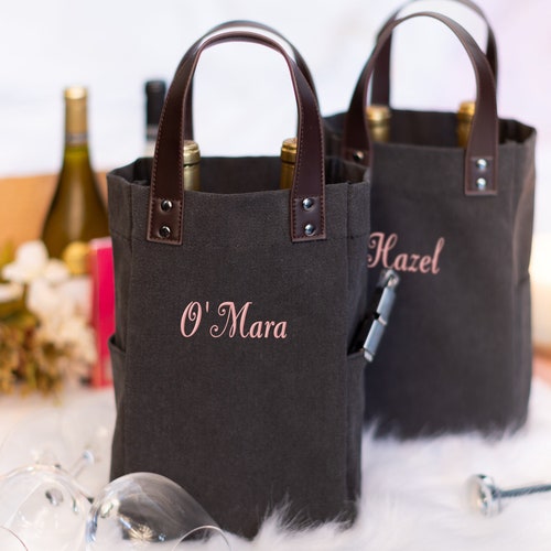 Bridesmaid Gift Wine Bag Personalized Double Bottle Wine Etsy
