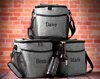 SALE Personalized Beer Cooler Bag, Groomsmen Gift, Monogrammed Insulated Cooler Bag, Custom Gift for Men, Soft Sided Cooler Bag, Groom Gift