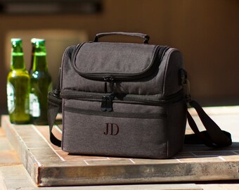 Personalized Groomsmen Gift Double Decker Cooler Bag, Custom Beer Cooler Gift For Guys, Monogrammed Insulated Lunch Bag, Custom Gift for Men