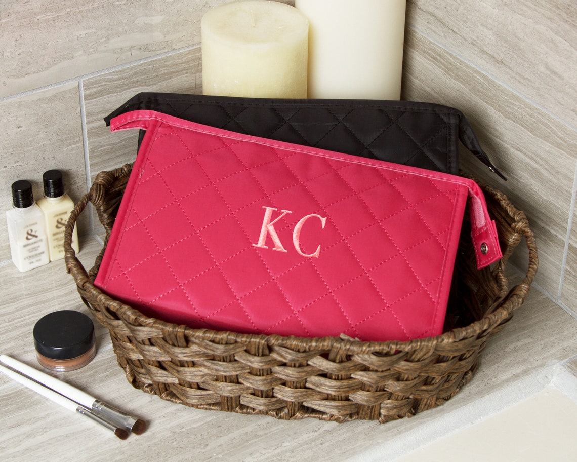 Personalized Cosmetic Bag Monogrammed Clutch Toiletry Bag Etsy