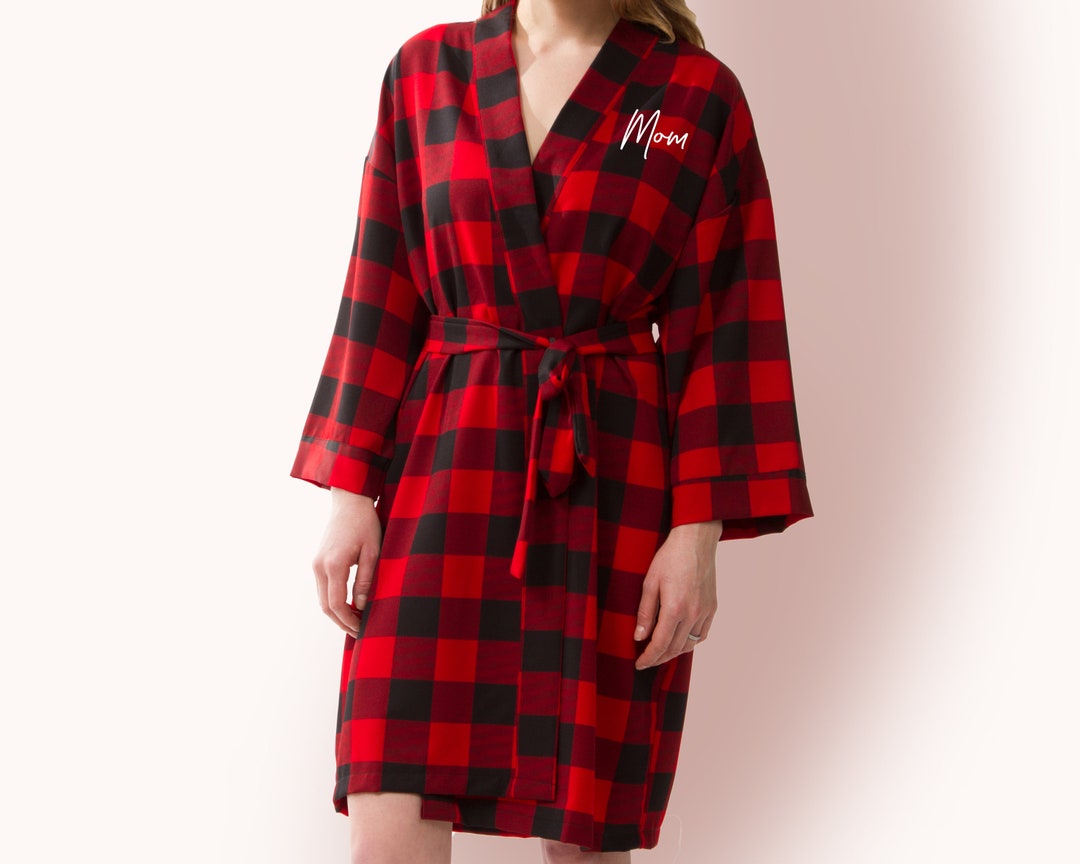 Personalized Gift for Mom, Personalized Plaid Robe, New Mom Gift Robe