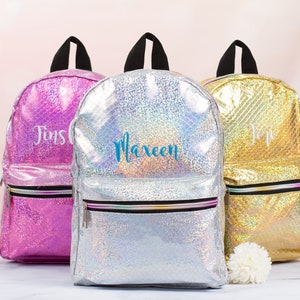 Mini Glitter Backpack, Personalized Iridescent Backpack, Back to School Gift Bag, Small Sparkle Backpack, Dance Bag