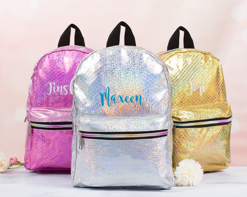 Mini Glitter Backpack Personalized Iridescent Backpack Back Etsy