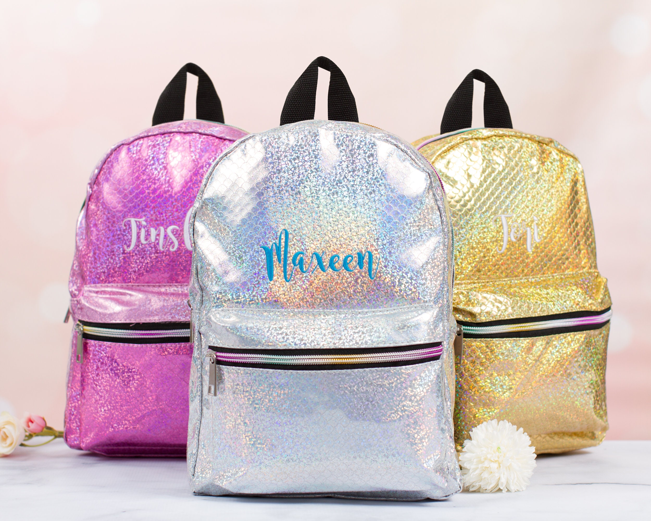 Personalised Kids Paillette Sparkle Gymnastics Pencil Case Sac à dos School Set Bag