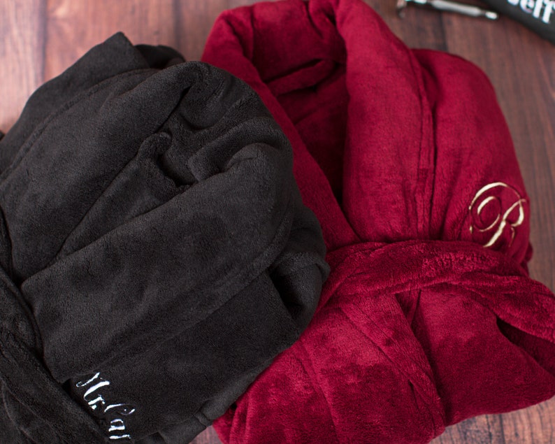 Personalized Men's Holiday Gift Robe, Custom Gift for Him, Monogrammed Men's Robe, Christmas Present, Holiday Robe, Men's Plush Fleece Robe image 7