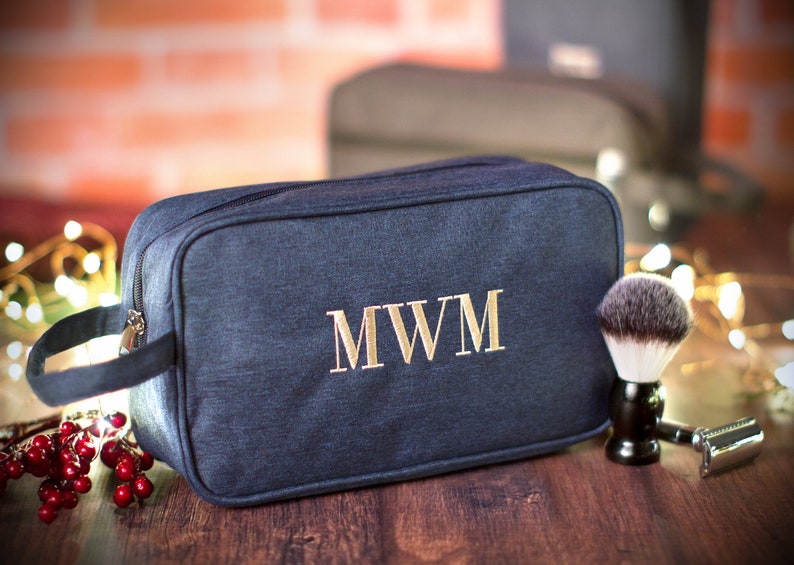Men's Personalized Holiday Gift, Monogrammed Shaving Kit, Travel Dopp Kit, Men's Travel Case, Custom Men's Christmas Gift, Mens Toiletry Bag image 8