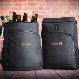 Personalized Groomsmen Gift Beer Cooler Backpack, Custom Outdoor Travel Cooler Backpack, Insulated Black Beer Cooler, Best Man Wedding Gift