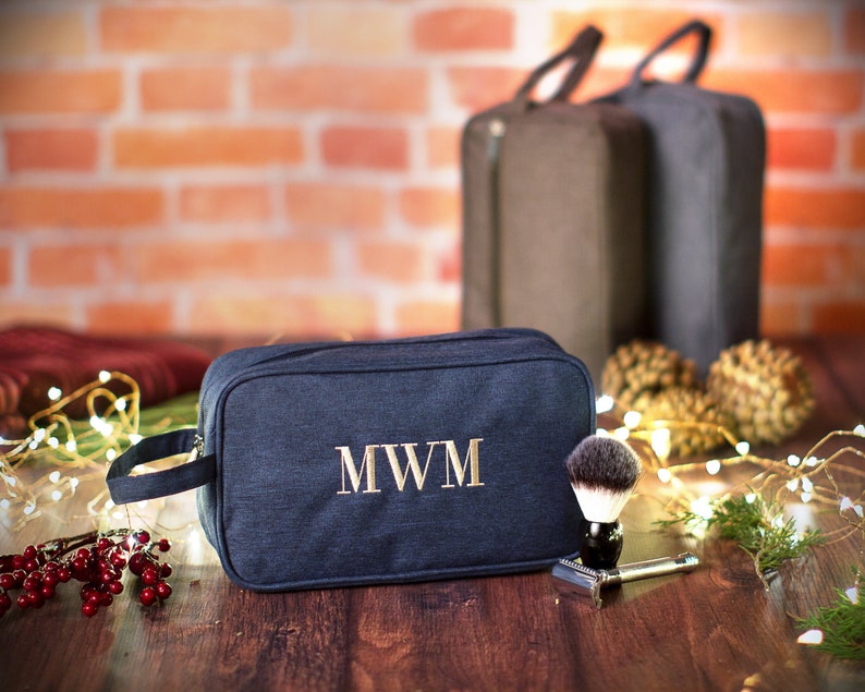 Men's Personalized Holiday Gift, Monogrammed Shaving Kit, Travel Dopp Kit, Men's Travel Case, Custom Men's Christmas Gift, Mens Toiletry Bag image 1