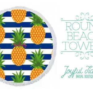 Personalized Round Towel, Beach Towel, Large Fringe Towel, Monogrammed, Christmas Present, Holiday Gift, Bridal Party Gift, Valentine&#39;s Day
