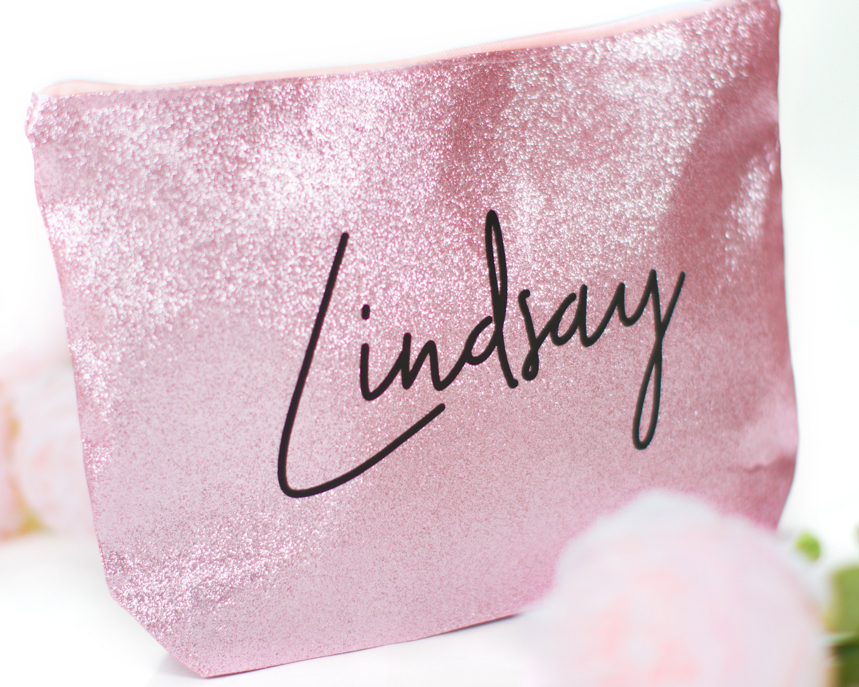 Custom Name Glitter Cosmetic Bag Bridesmaid Gift Personalized Glitter Makeup Case Wedding Gift Bridal Gift Gold Bag Silver Toiletry Pouch Etsy