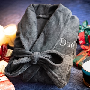 Personalized Men's Holiday Gift Robe, Custom Gift for Him, Monogrammed Men's Robe, Christmas Present, Holiday Robe, Men's Plush Fleece Robe image 8