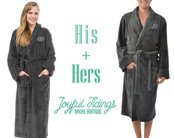 His and Hers Personalized Fleece Robe Set, Wedding Present, Holiday Gift, Couples Gift, Bride and Groom, Anniversary Gift, Housewarming Gift