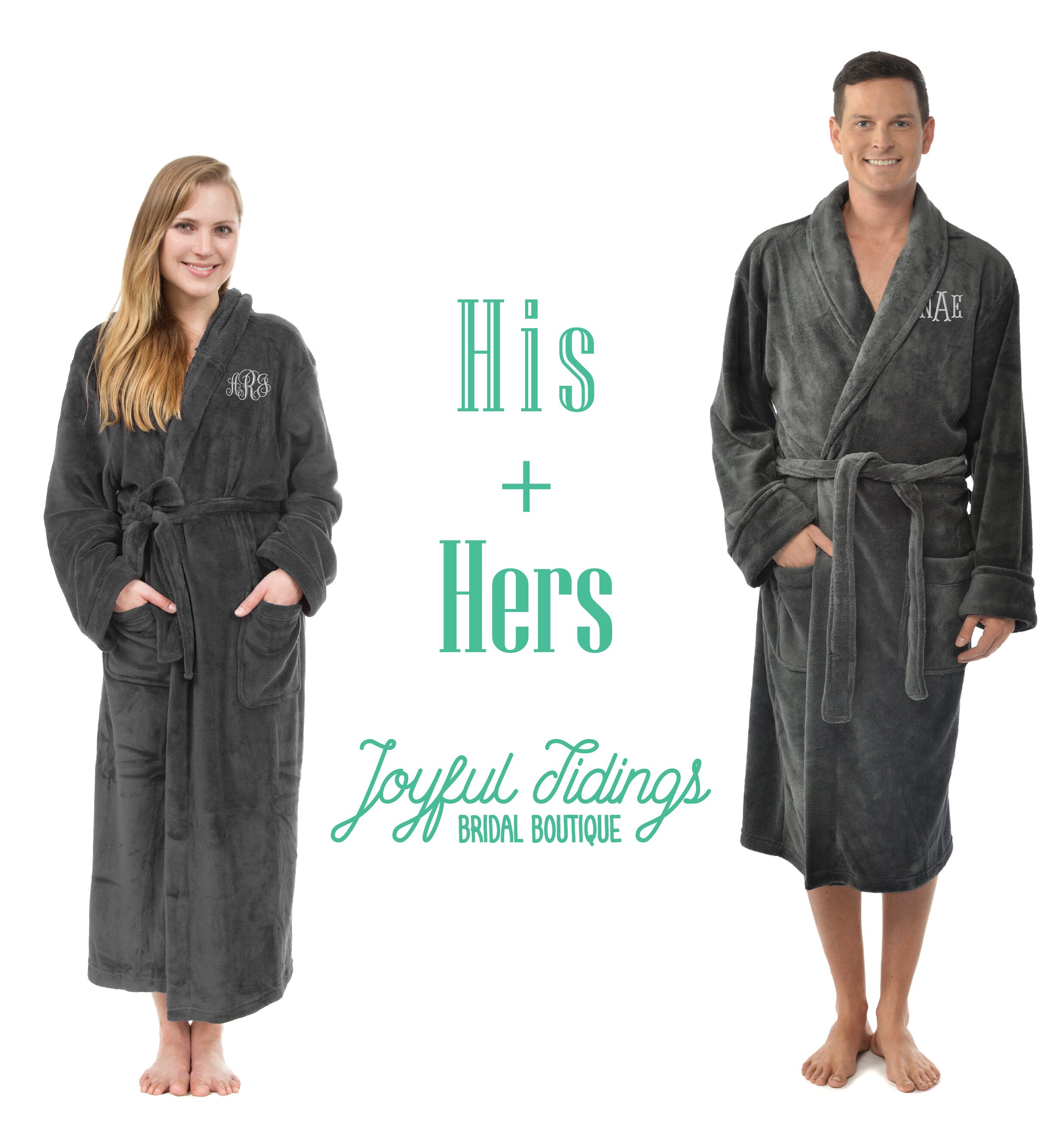 His and Hers Personalized Fleece Robe Set Wedding Present Etsy