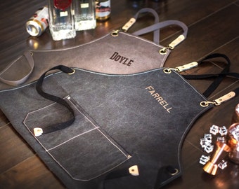 Personalized Canvas Apron Gift for Dad, Custom Valentine's Day Gift for Him, Gift for Husband, Bartender Chef Apron, Pitmaster BBQ Apron