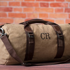 Canvas Duffel Bag, Personalized Holiday Gift, Christmas Present For Him, Mens Duffel Bag, Travel Overnight Bag, Travel Bag Holiday Gift image 6