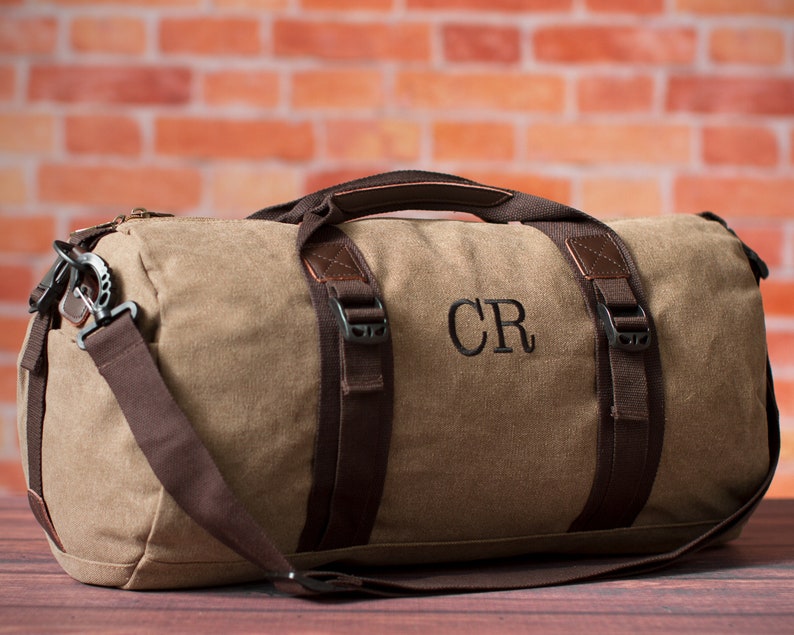 Canvas Duffel Bag, Personalized Holiday Gift, Christmas Present For Him, Mens Duffel Bag, Travel Overnight Bag, Travel Bag Holiday Gift image 6