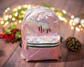 Personalized Mini Glitter Backpack Christmas Gift for Daughter Ideas Girl s Iridescent Backpack Tiny Backpack Gift for Kids Dance Bag