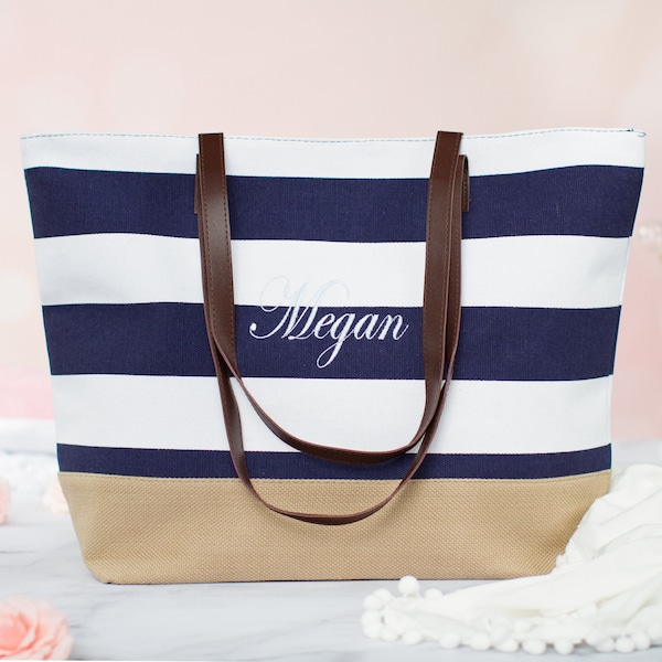 Monogrammed Tote Bag, Birthday Gift Tote, Beach Bag, Custom Birthday Gift Bag, Gift for Her, Large Beach Tote, Personalized Tote Bag Gift