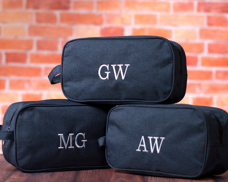 SALE Groomsmen Personalized Dopp Kit, Monogrammed Shaving Kit, Travel Dopp Kit, Men's Travel Case, Groomsmen Gift, Groomsmen Toiletry Bag image 6