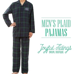 SALE Personalized Men&#39;s Plaid Pajamas, Plaid Pajama Set, Birthday Present, Holiday Gift, Groomsmen Gift, Groomsmen Gift Set, Groomsmen PJs