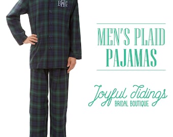 SALE Personalized Men's Plaid Pajamas, Plaid Pajama Set, Birthday Present, Holiday Gift, Groomsmen Gift, Groomsmen Gift Set, Groomsmen PJs
