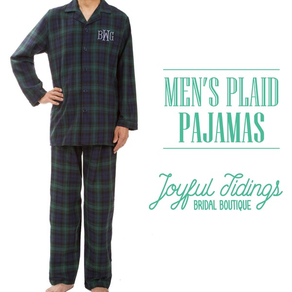 SALE Personalized Men's Plaid Pajamas, Plaid Pajama Set, Birthday Present, Holiday Gift, Groomsmen Gift, Groomsmen Gift Set, Groomsmen PJs