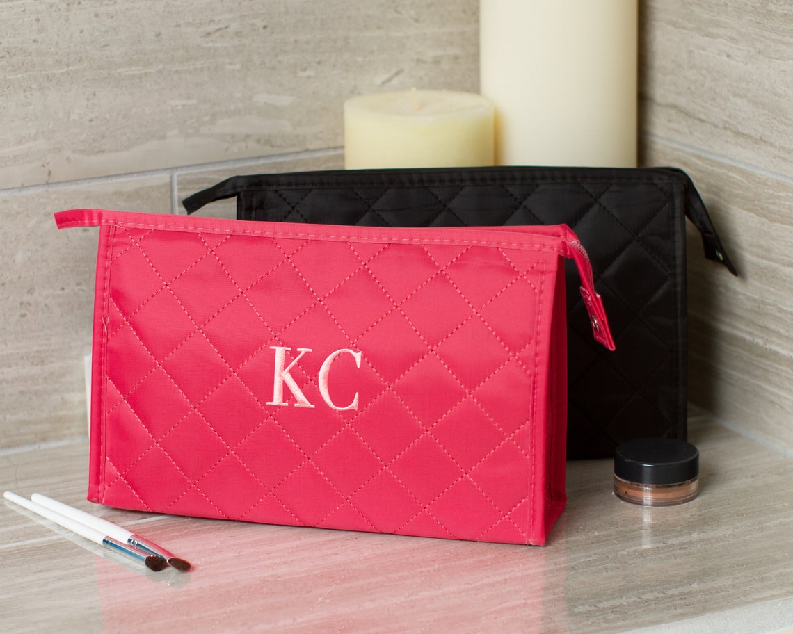 Personalized Cosmetic Bag Monogrammed Clutch Toiletry Bag Etsy