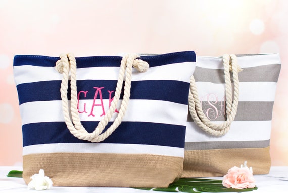 etsy monogrammed beach bag