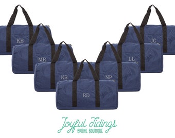 BULK SALE Set of 7+ Personalized Navy Duffel Bags, Men's Duffle Bag Groomsmen Gift, Overnight Bag, Travel Bag, Wedding Party, Set of Duffles