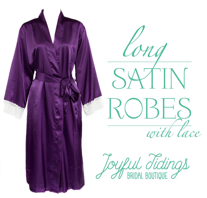 SALE Personalized Long Satin Lace Robes Bridesmaid Gift Robe Etsy