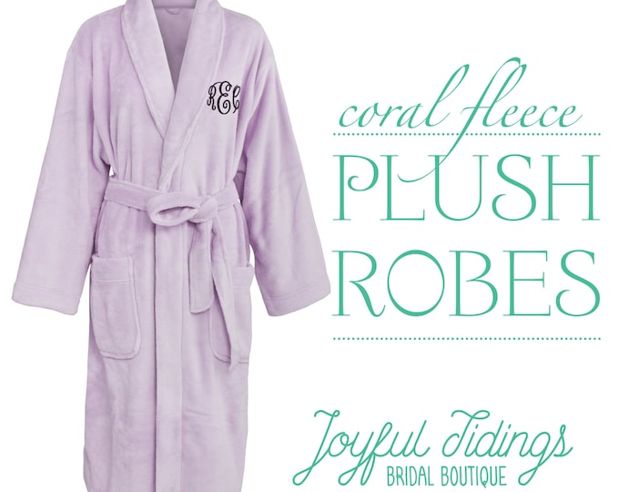 Personalized Fleece Robe, Bridesmaid Robe, Bridal Party Gift, Holiday