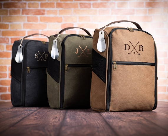 Custom Name Golf Shoe Bag Gift for Dad, Father's Day Gift for Golfers, Monogrammed Canvas Shoe Caddy Bag, Personalized Golf Lover Gift Ideas